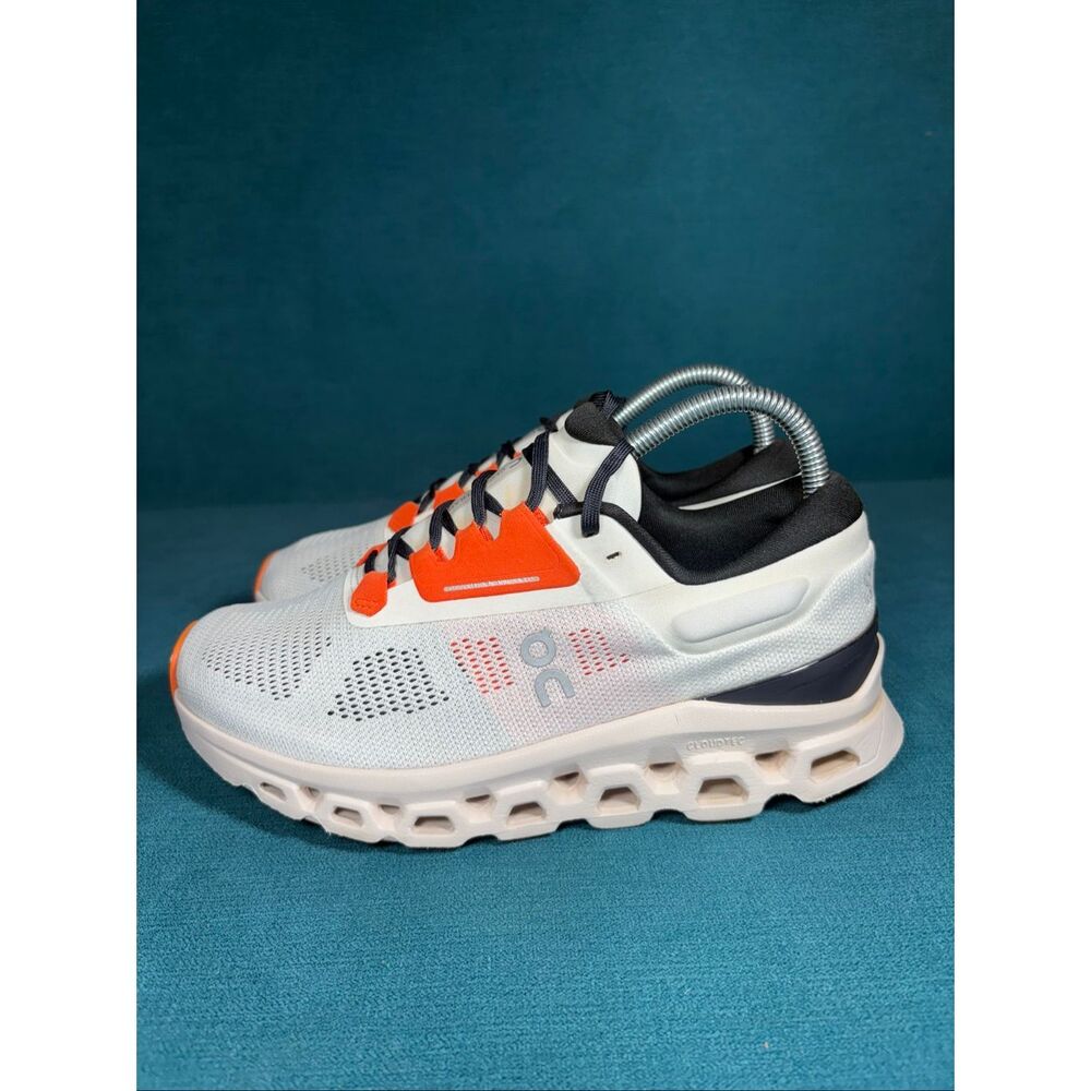 On Cloudstratus 3 Running Shoes Women’s Size 7 White Orange Athletic Sneakers